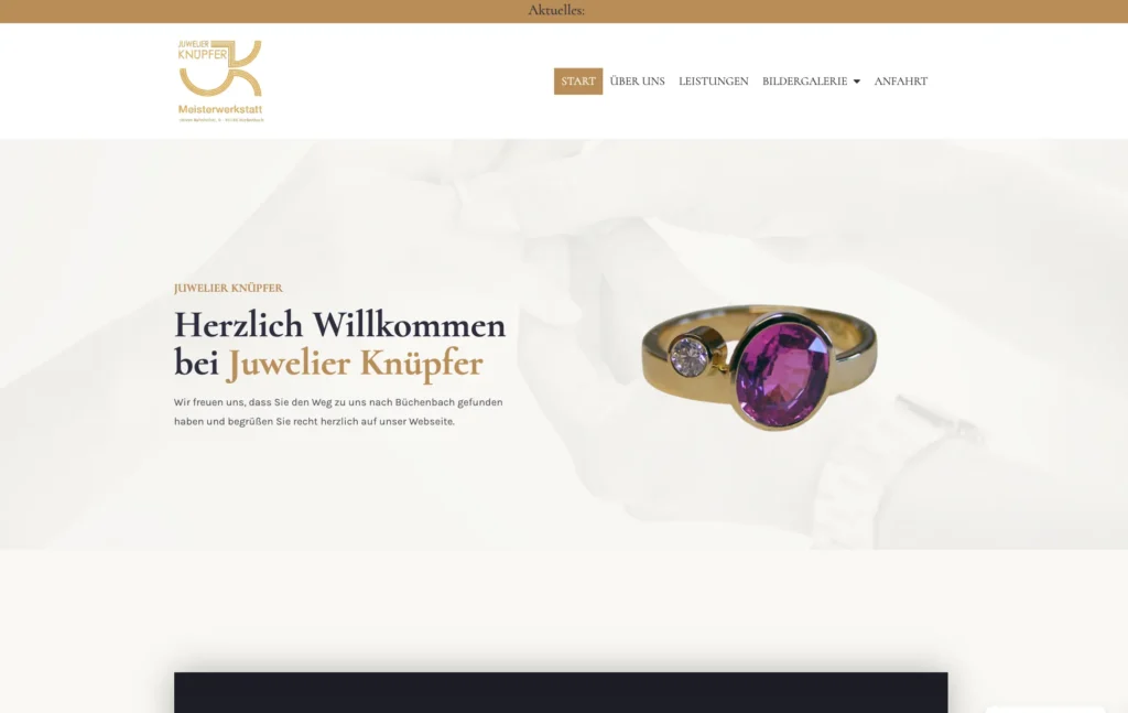 Website von Juwelier Knüpfer – Schmuck und Meisterwerkstatt