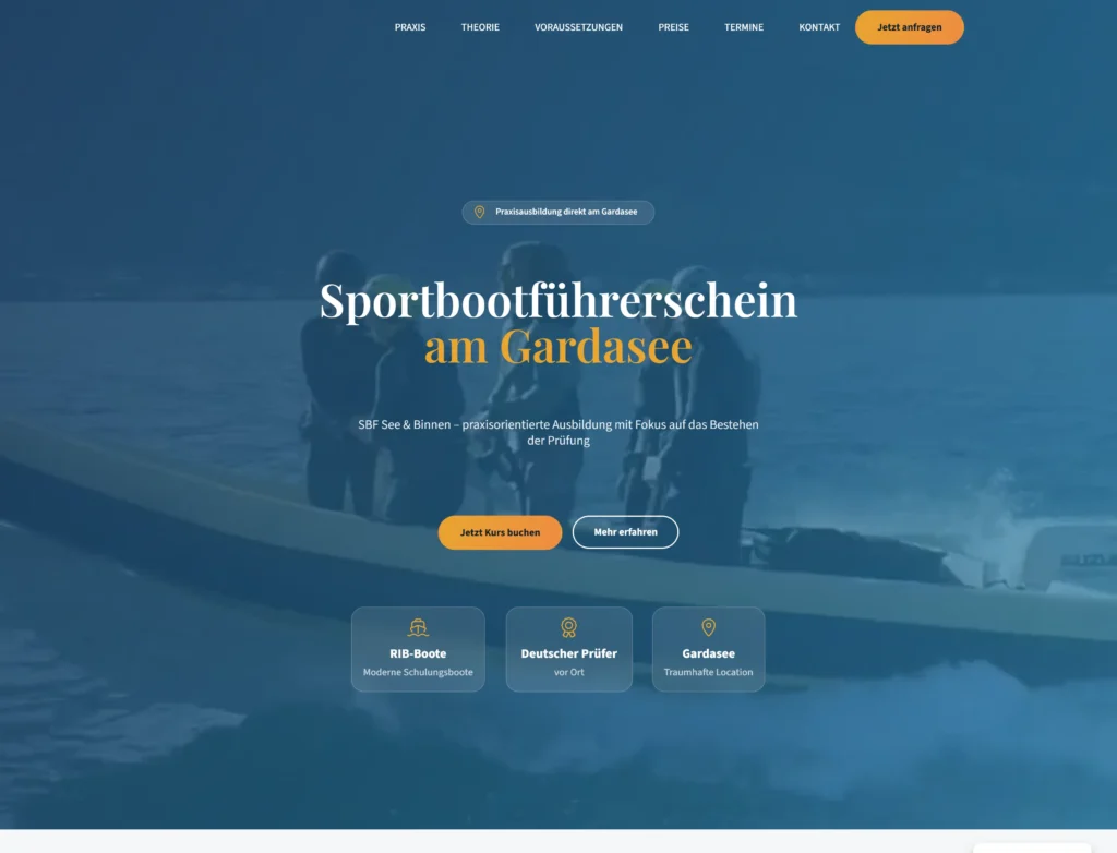 Website von Peler Bootsführerschein – Sportbootführerschein am Gardasee